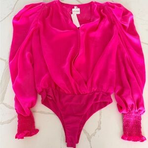 Vibrant Pink V-Neck Bodysuit - NEW